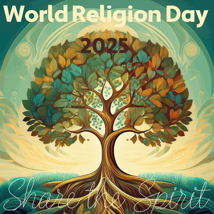 World Religion Day 2025 - Tree of Life with message to "Share the Spirit"